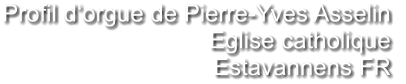 Profil d‘orgue de Pierre-Yves Asselin Eglise catholique  Estavannens FR