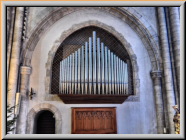 Chororgel 1949, elektrisch, Kastenladen, 2P/10, Kuhn Männedorf. Orgel inzwischen stillgelegt.